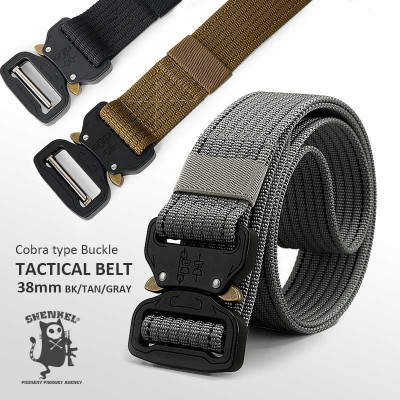 SHENKEL Cobraタイプ メタルバックル タクティカルベルト 幅38mm (BK ブラック TAN タン GY グレー) ワンタッチ 簡単着脱 ミリタリー ベルト サバイバルゲーム  SHENKEL Cobraタイプ メタルバックル タクティカルベルト 幅38mm (BK ブラック TAN タン GY グレー) ワンタッチ 簡単着脱 ミリタリー ベルト サバイバルゲーム