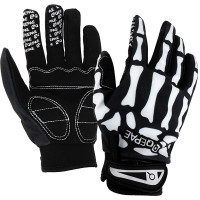 SHENKEL スケルトン グローブ 骨/スカル/ボーン 長指 手袋 男女兼用  自転車 アウトドア スポーツ Lサイズ (黒＋ホワイト) サバゲー サバイバルゲーム  