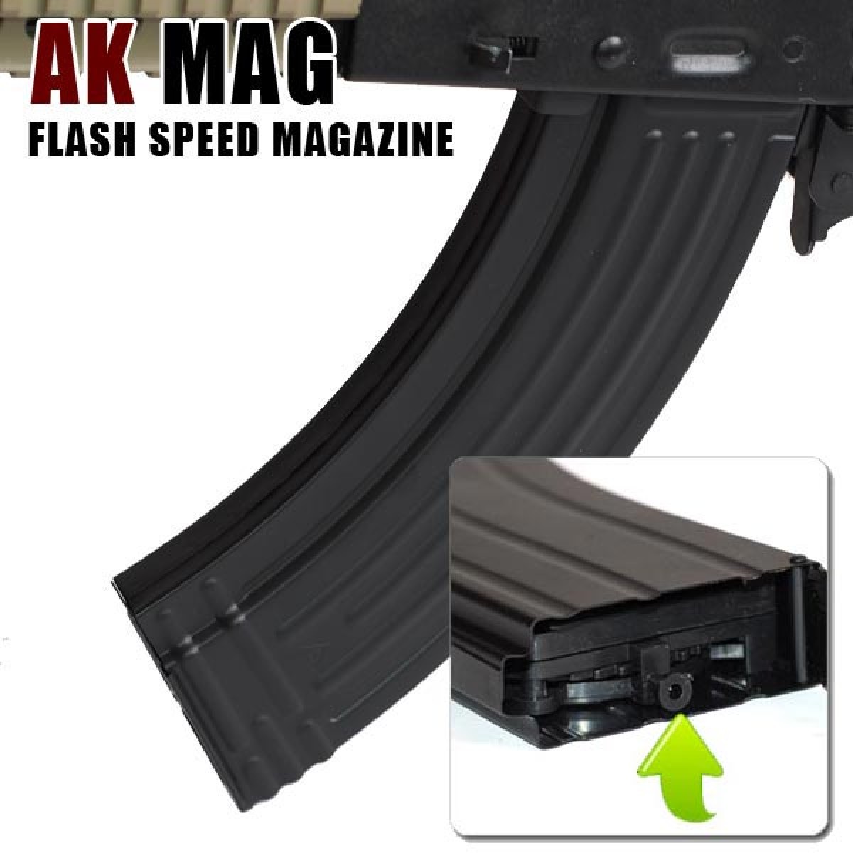 AK用 多弾装フラッシュ スピード マガジン スチールシェル ワイヤー巻き上げ式