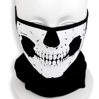 SHENKEL ネックウォーマー スカル 黒 ブラック v1 ドクロ 骸骨 サバゲー アウトドア バイク 防寒 首 保温 ニット 