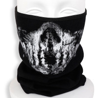 SHENKEL ネックウォーマー スカル 黒 ブラック v2 ドクロ 骸骨 サバゲー アウトドア バイク 防寒 首 保温 ニット 