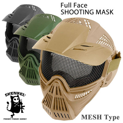 SHENKEL フルフェイス シューティングマスク メッシュ フェイスガード サバゲー サバイバルゲーム コスプレ bk/od/tan