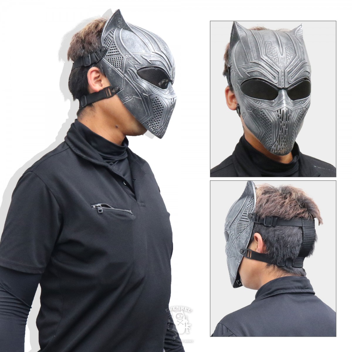 SHENKEL シェンケル 黒豹 フェイスマスク ( 黒/黒銀/黒金 ) コスプレ ハロウィン サバゲー サバイバルゲーム 装備