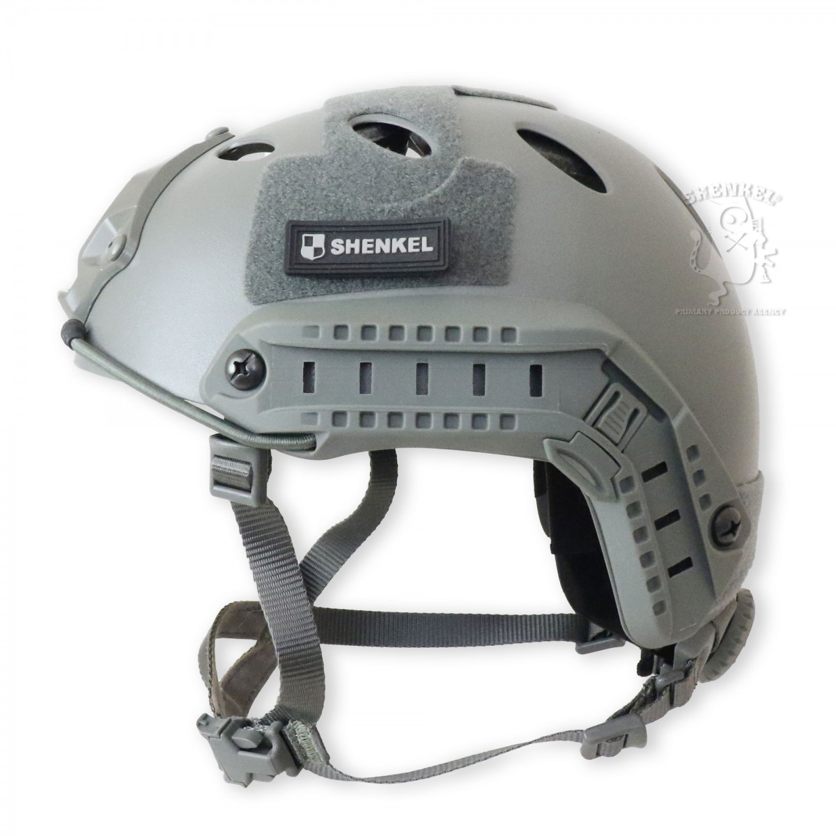 SHENKEL PJタイプ タクティカルヘルメット  4点式あご紐ヘルメット グレー (フォリッジ) レプリカ 米軍装備 サバゲー