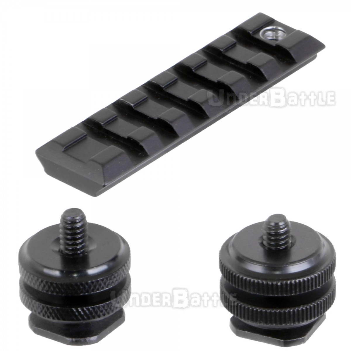 UnderBattle 1/4inchネジ付きホットシュー ・20mmレイルベースセット