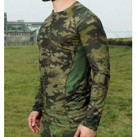 SHENKEL 迷彩 タクティカル Tシャツ 長袖 ポケット付き (ストレッチ+ドライメッシュ) 吸汗速乾 伸縮性 メンズ【マルチカムトロピック　M 】サバゲー サバイバルゲーム スポーツ アウトドア