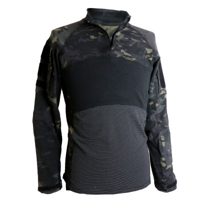 SHENKEL ACS typeIIスタイル  アーミー コンバットシャツ 長袖 ( マルチカムブラック SMLサイズ ) メッシュ 米陸軍 通気性 乾燥性 クイックドライ