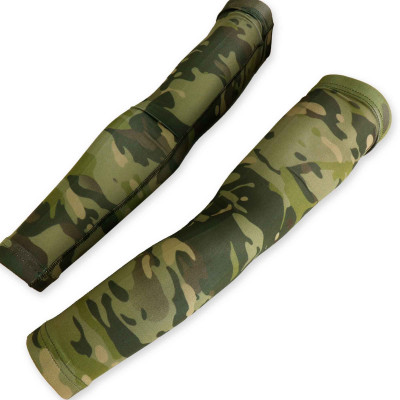 SHENKEL クール ストレッチ アームカバー アームスリープ 迷彩 (マルチカムトロピック) 日焼け 紫外線 UV対策 冷感 アウトドア スポーツ バイク 自転車 ゴルフ 登山 釣り サバゲー サバイバルゲーム 通勤 運転  フリーサイズ 男女兼用